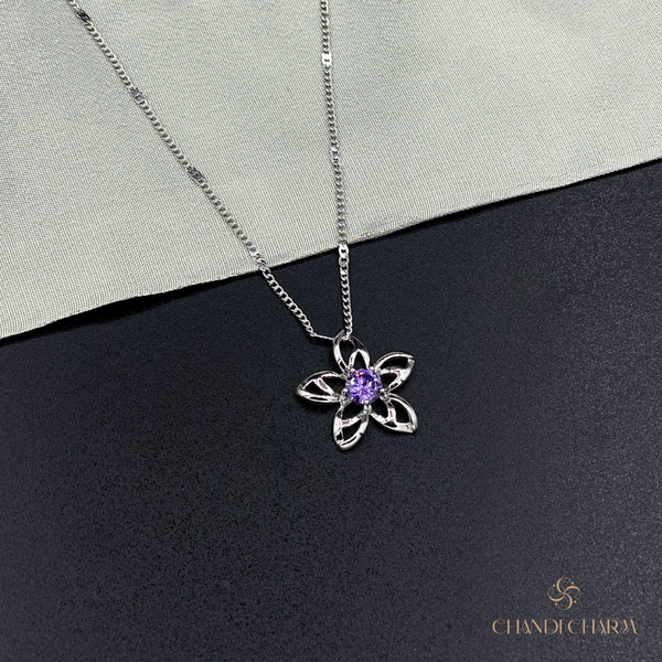 Dainty Floral Zircon Pendant