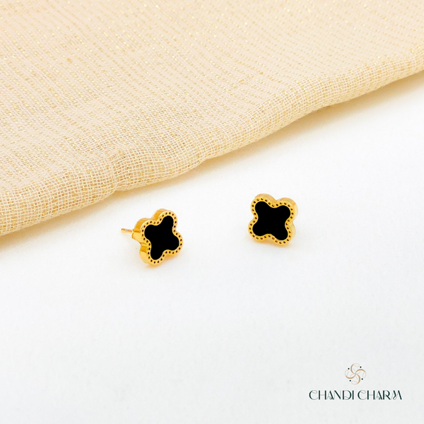 Four Leaf Clover Studs - Black