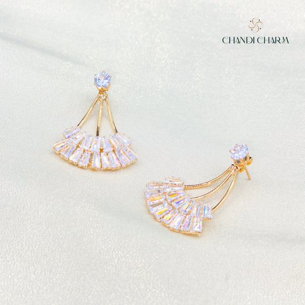 Golden Double Sided Crystal Earrings