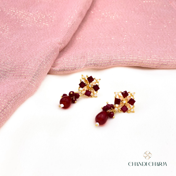 Chandelier Earrings - Maroon