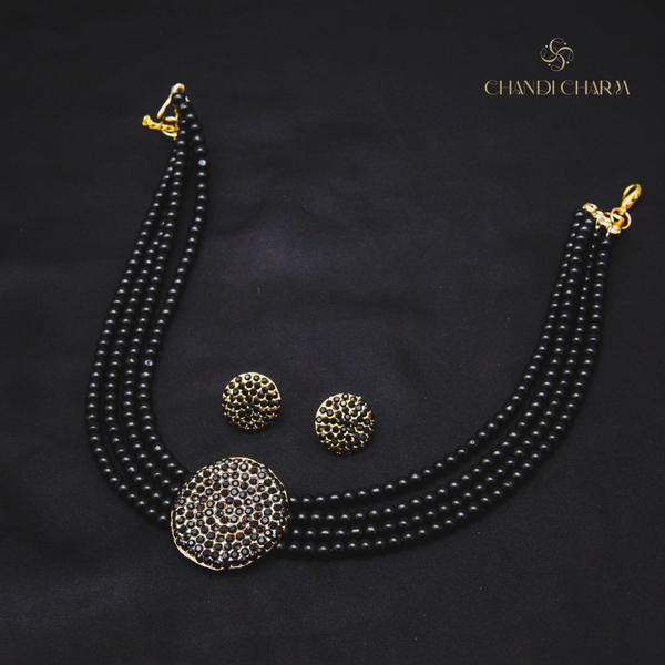 Round 4 Layered Necklace Set - Black