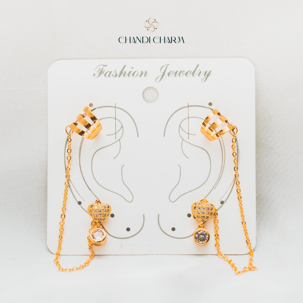 Heart Chain Ear Cuffs