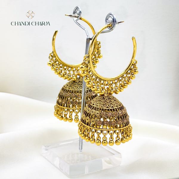 Hoop Nagina Jhumki Bali - Golden