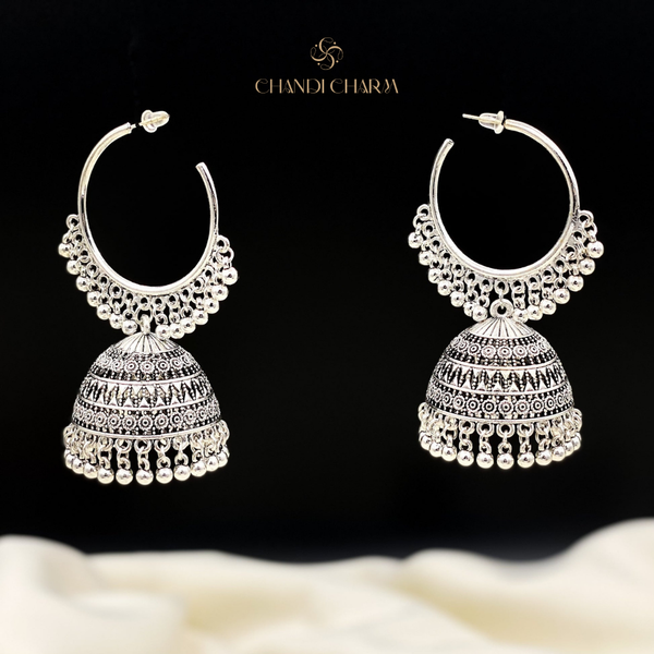 Hoop Jhumki Bali - Silver