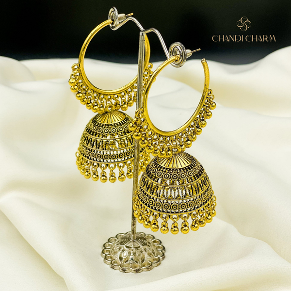 Hoop Jhumki Bali - Gold