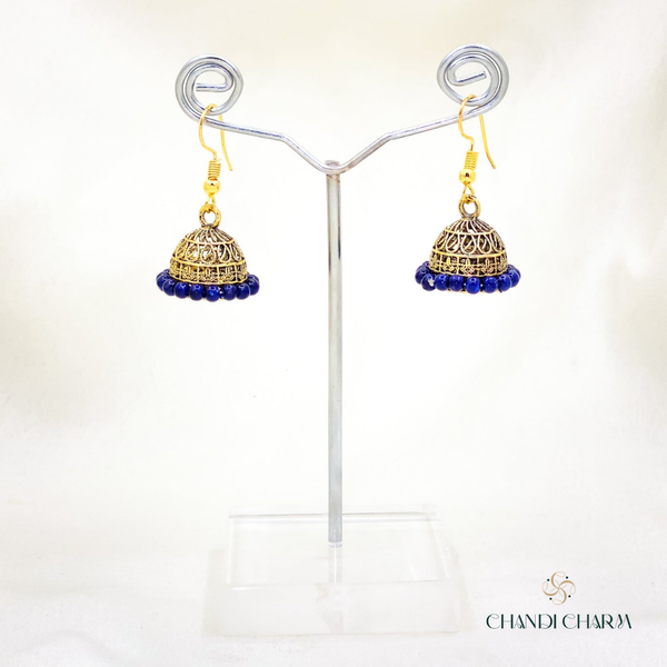 Deep Blue Bead Jhumki