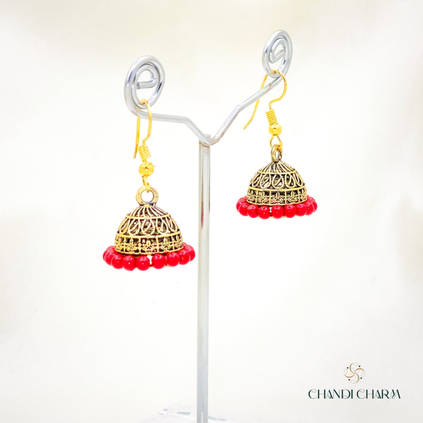 Red Bead Jhumki