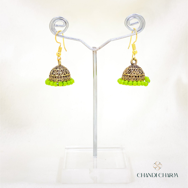 Green Bead Jhumki