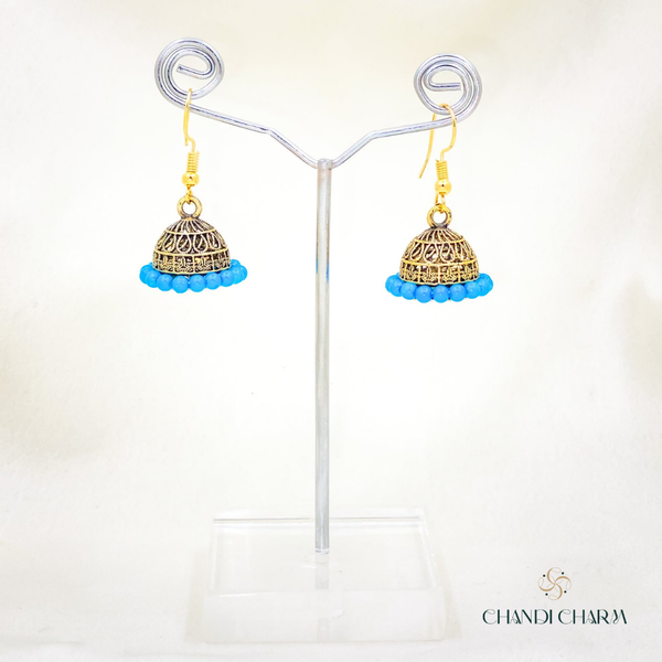 Sky Blue Bead Jhumki