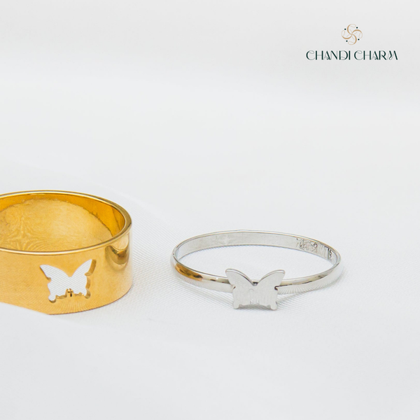 Butterfly Couple Rings - Gold Silver