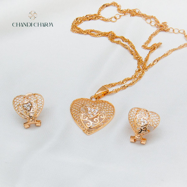 Ornate Heart Locket Set