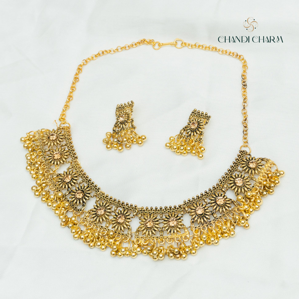 Nagina Studded Choker Set - Gold