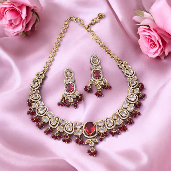 Maroon Alyana Victorian Jewellery Set- New Arrival